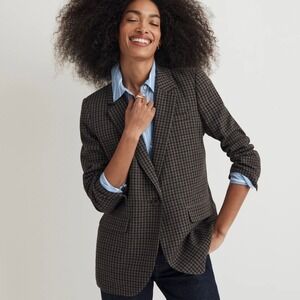 Madewell Larsen Blazer in Plaid Grammar Micro Check Medium